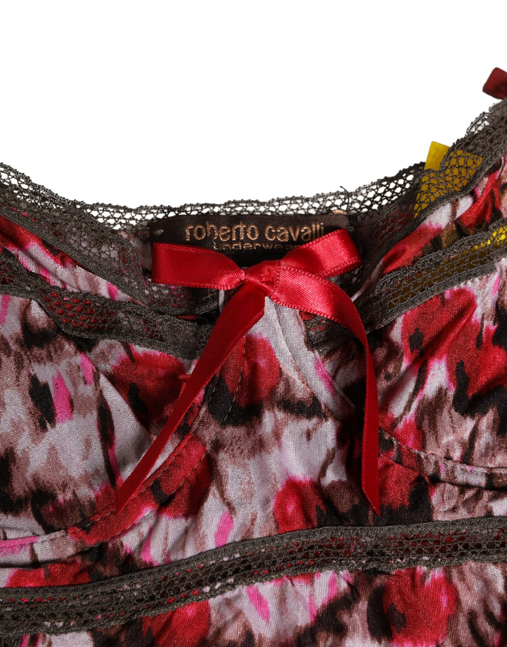 Roberto Cavalli Multicolor CherryPrint Lace Bodysuit Underwear