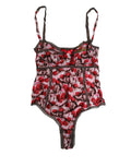 Roberto Cavalli Multicolor CherryPrint Lace Bodysuit Underwear
