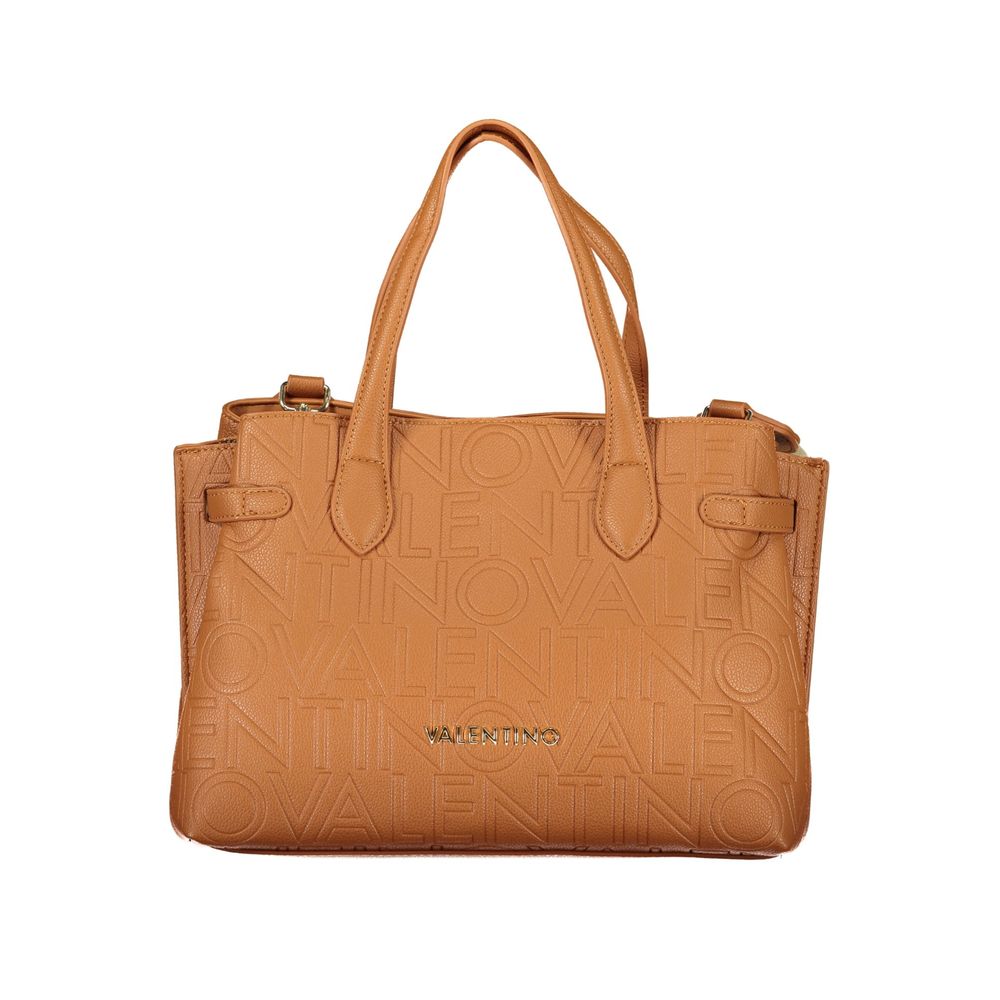 Mario Valentino Brown Polyurethane Women's Bag with Adjustable Shoulder Strap
