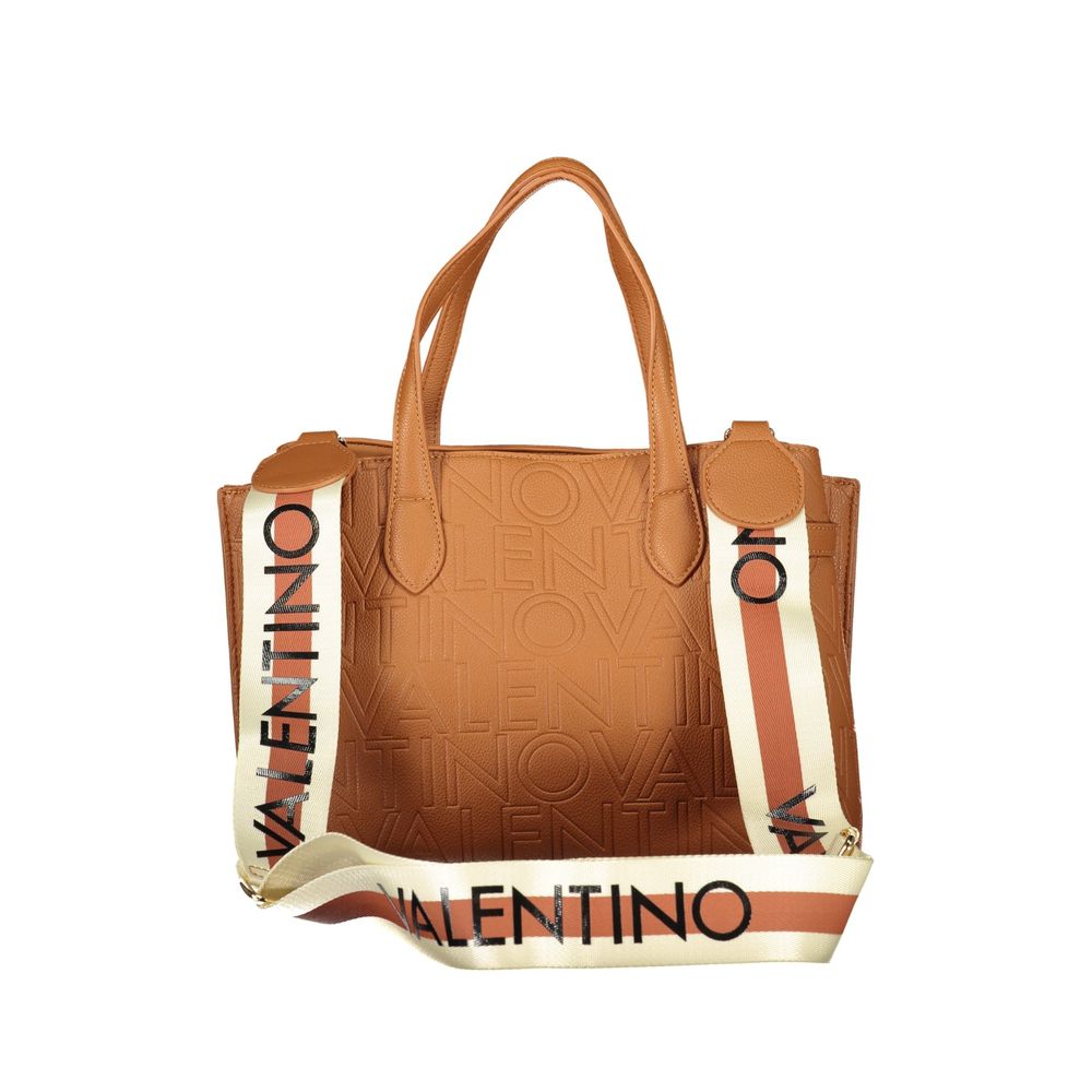 Mario Valentino Brown Polyurethane Women's Bag with Adjustable Shoulder Strap