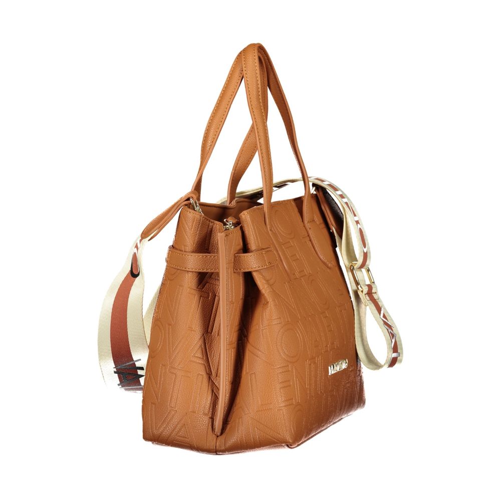 Mario Valentino Brown Polyurethane Women's Bag with Adjustable Shoulder Strap