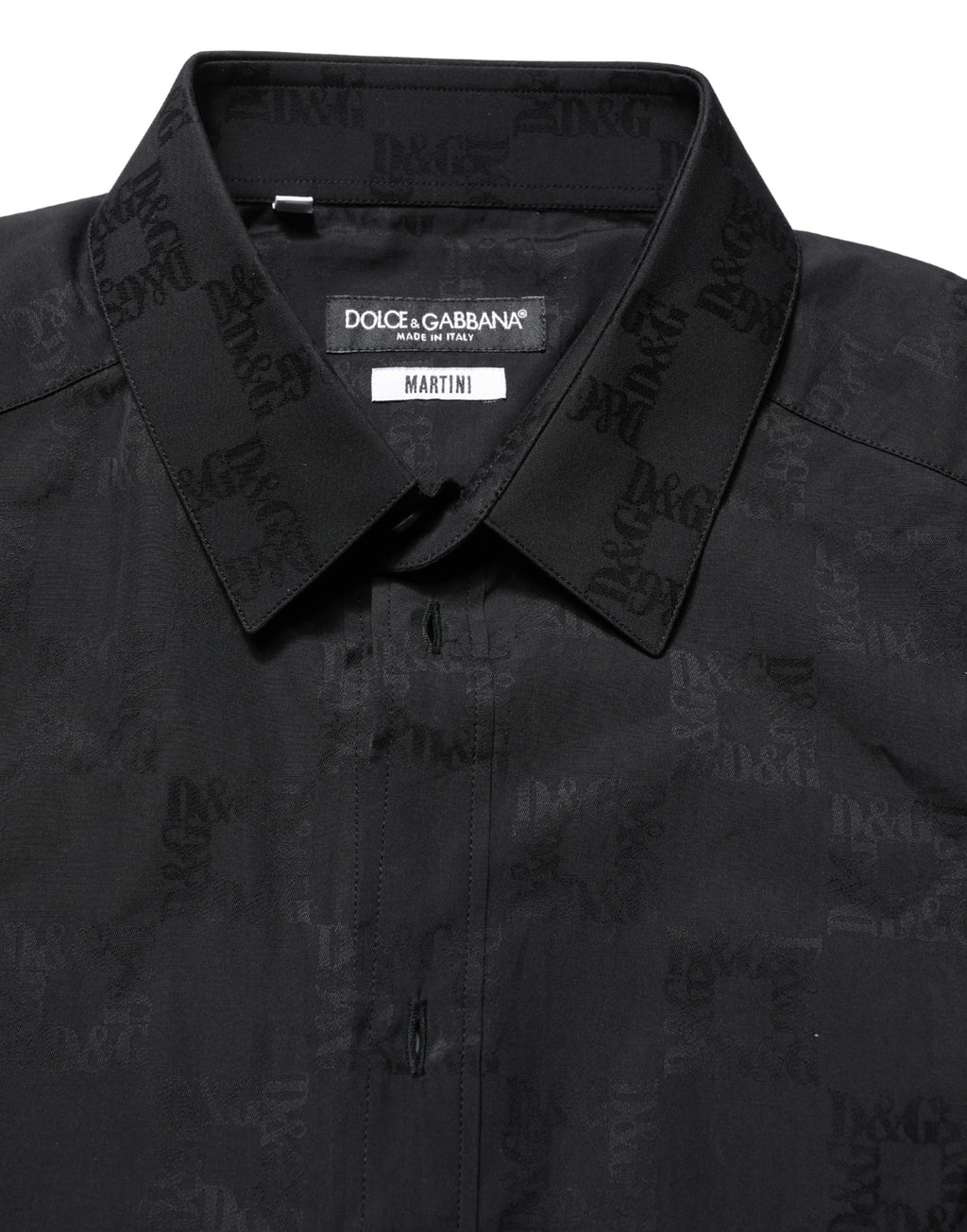 Dolce & Gabbana Black MARTINI Cotton Slim Dress Formal Shirt