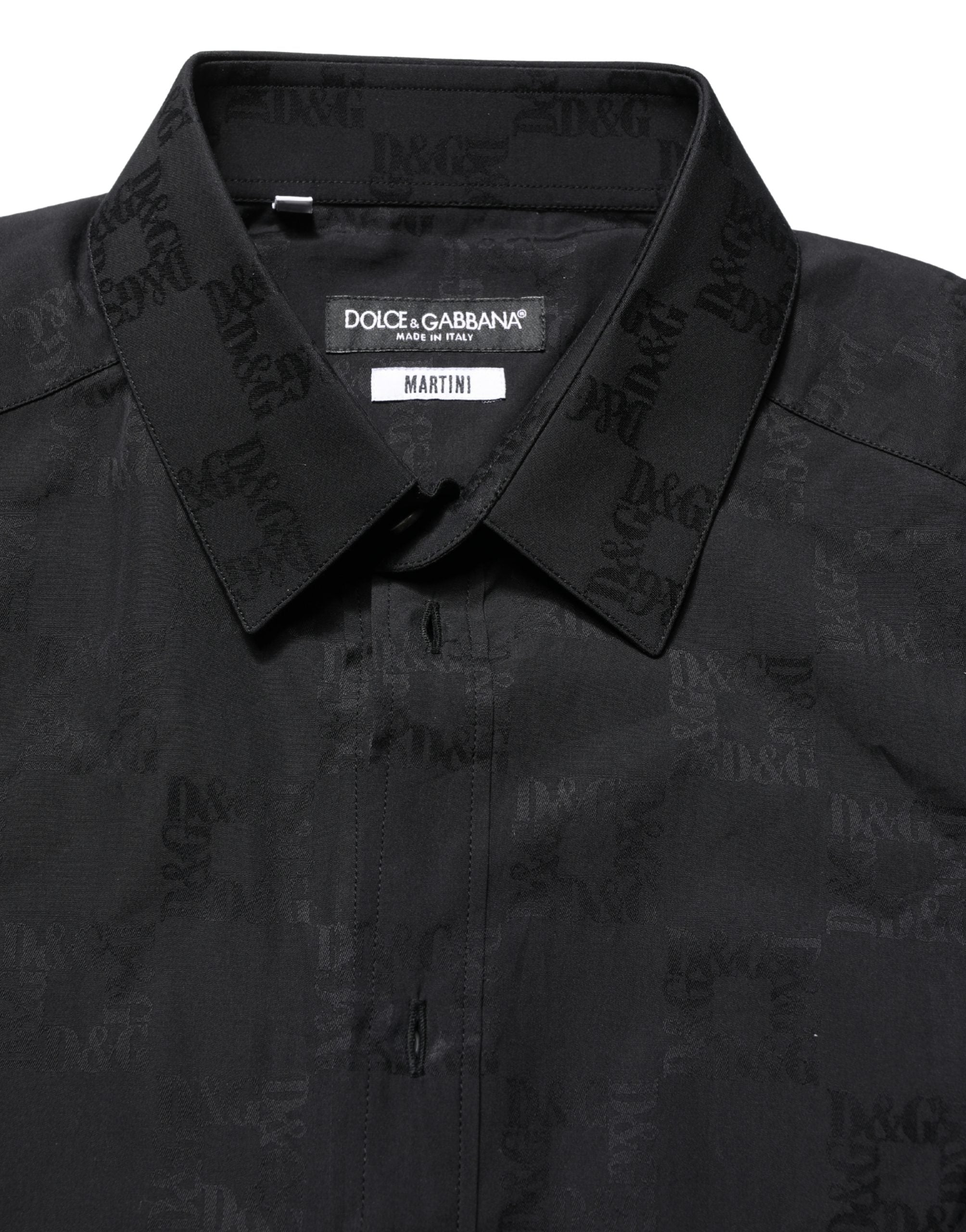 Dolce & Gabbana Black MARTINI Cotton Slim Dress Formal Shirt