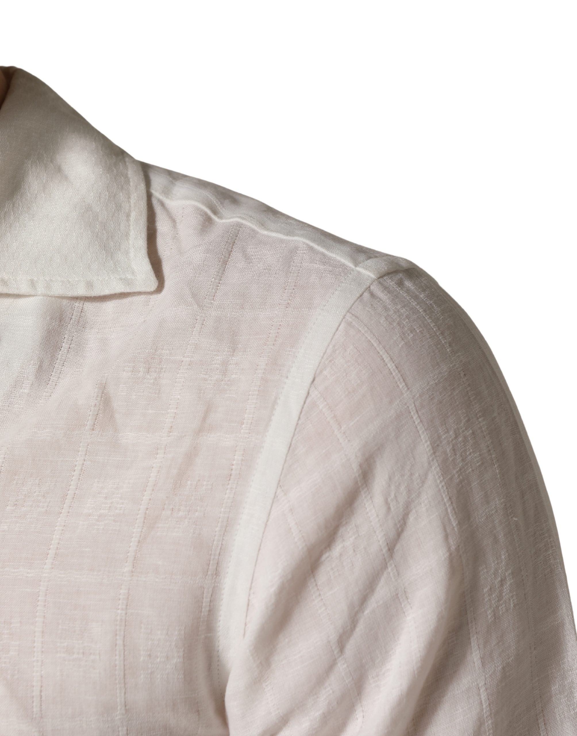 Dolce & Gabbana White Linen Short Sleeves Button Down Shirt
