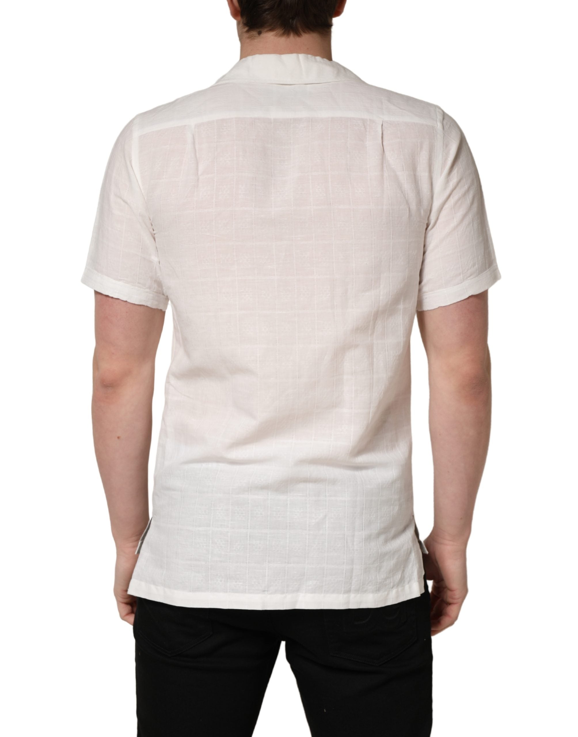Dolce & Gabbana White Linen Short Sleeves Button Down Shirt
