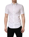 Dolce & Gabbana White Cotton Short Sleeves Button Down Shirt