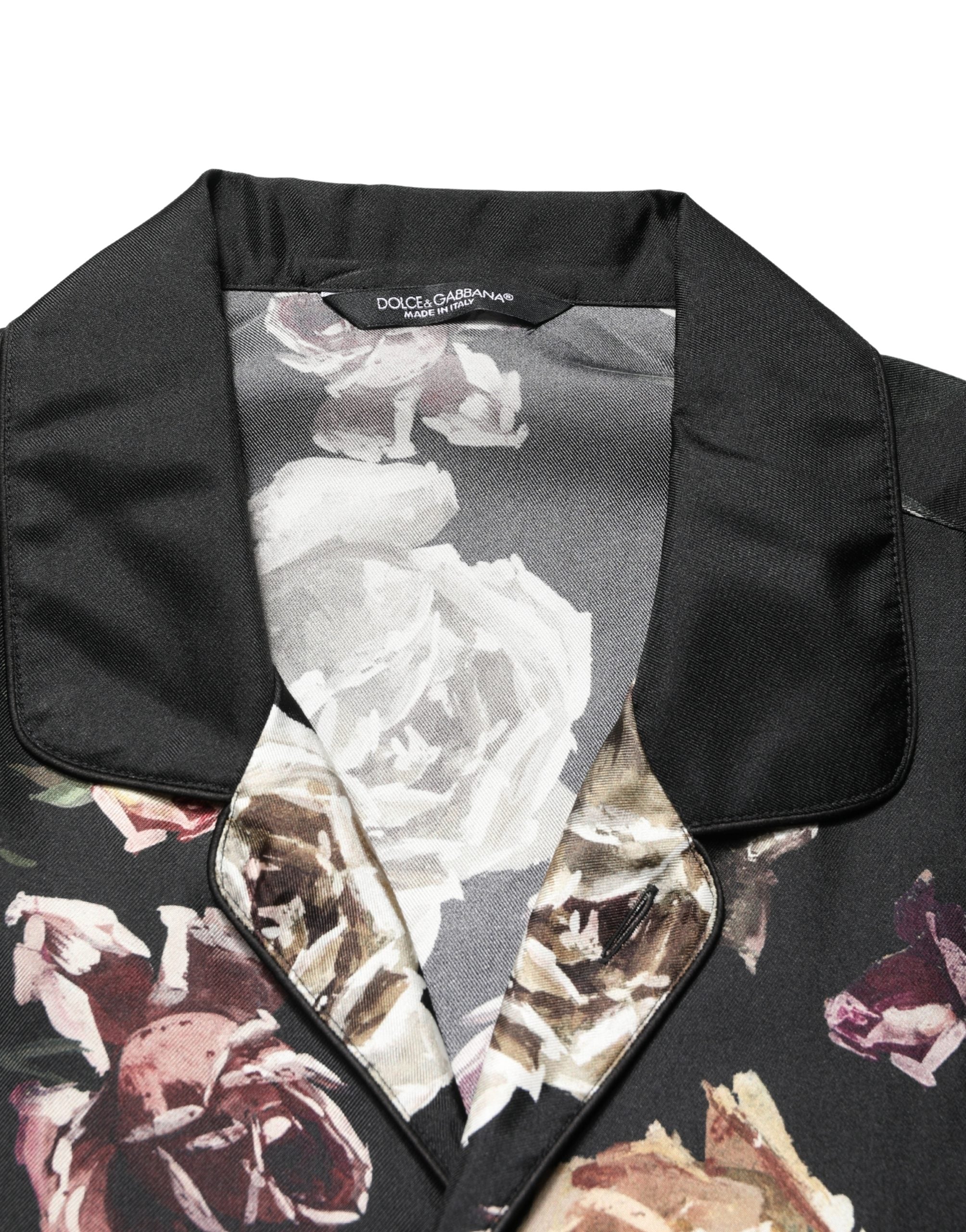 Dolce & Gabbana Black Floral Print Long Sleeves Casual Shirt