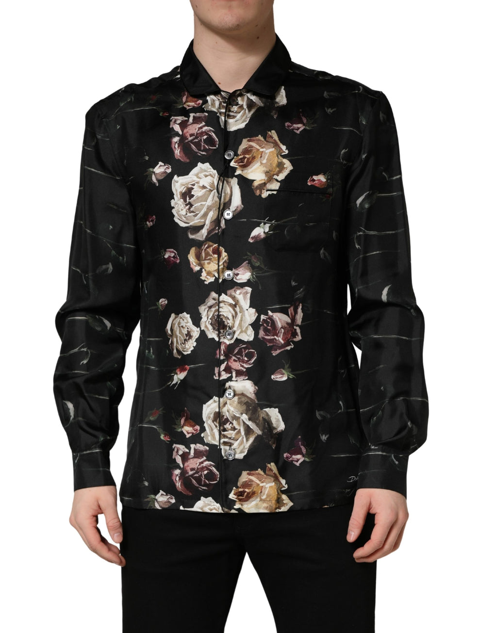 Dolce & Gabbana Black Floral Print Long Sleeves Casual Shirt