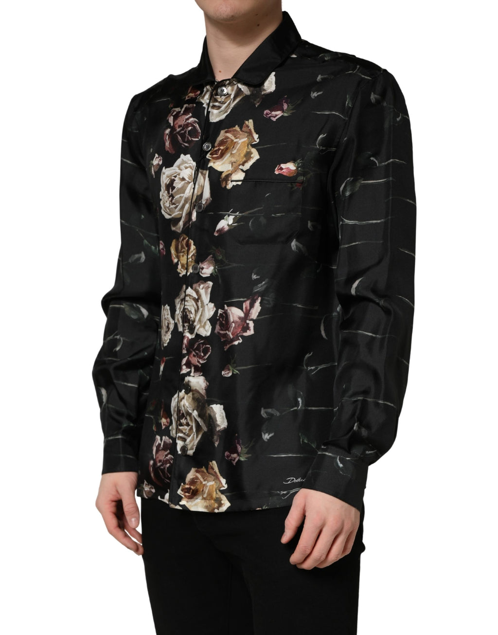 Dolce & Gabbana Black Floral Print Long Sleeves Casual Shirt