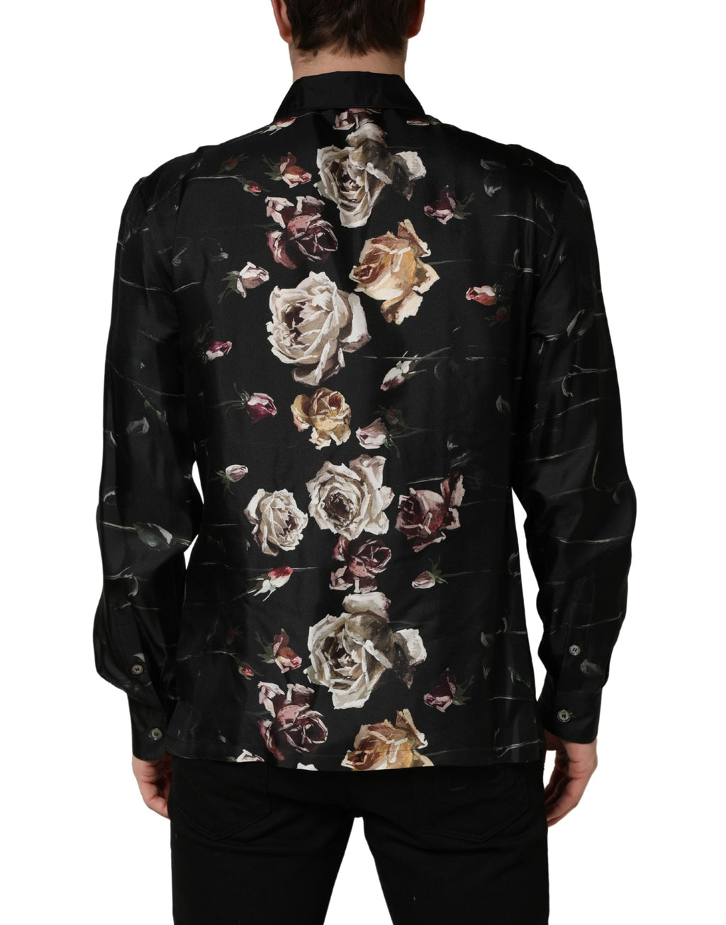 Dolce & Gabbana Black Floral Print Long Sleeves Casual Shirt