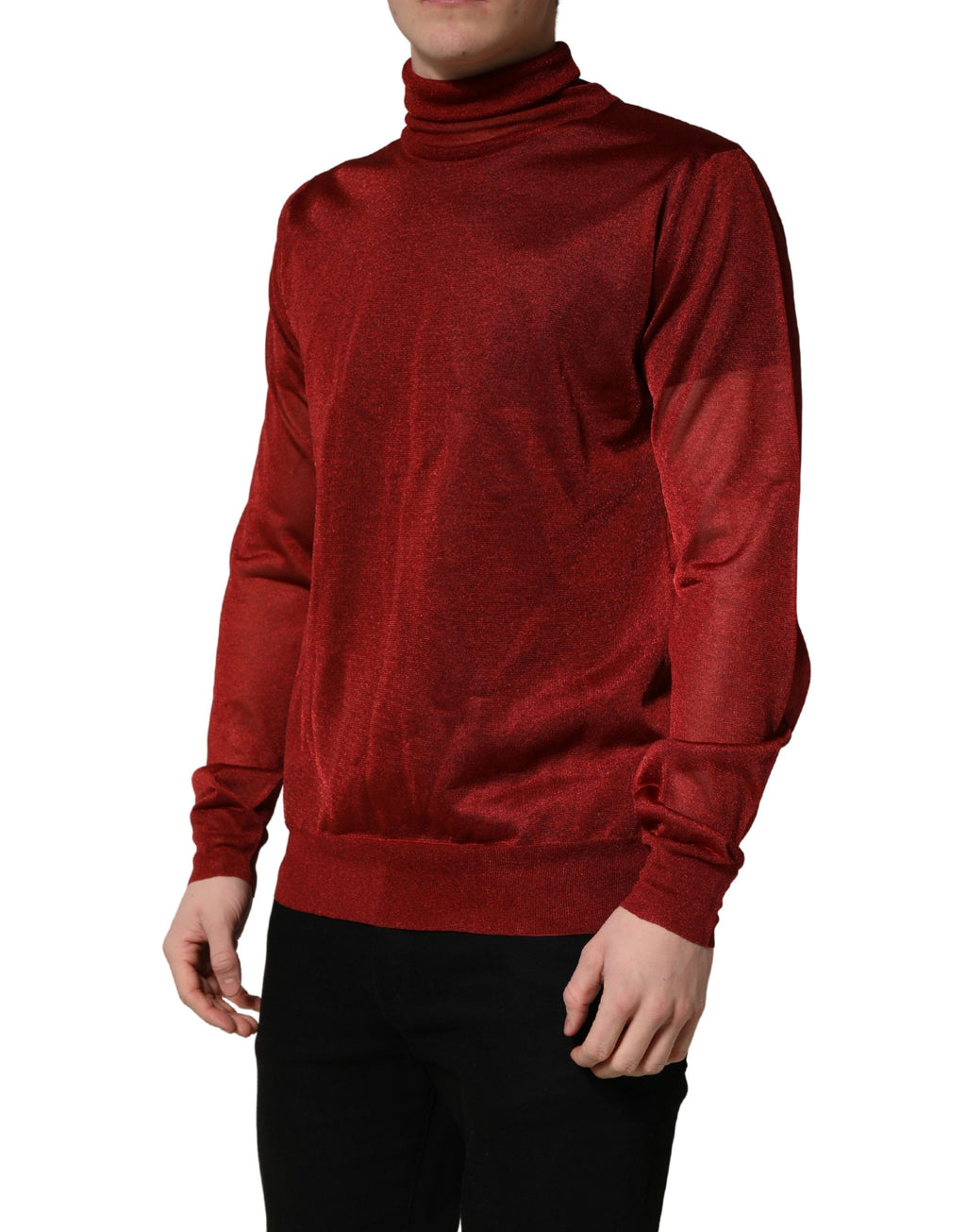Dolce & Gabbana Red Long Sleeve TurtleNeck Pullover Sweater