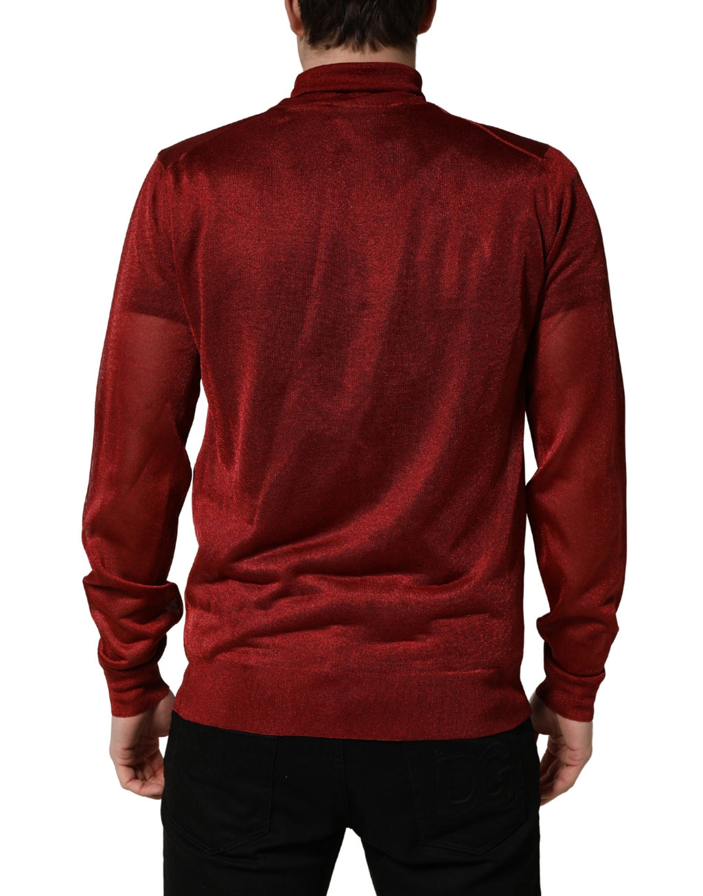 Dolce & Gabbana Red Long Sleeve TurtleNeck Pullover Sweater