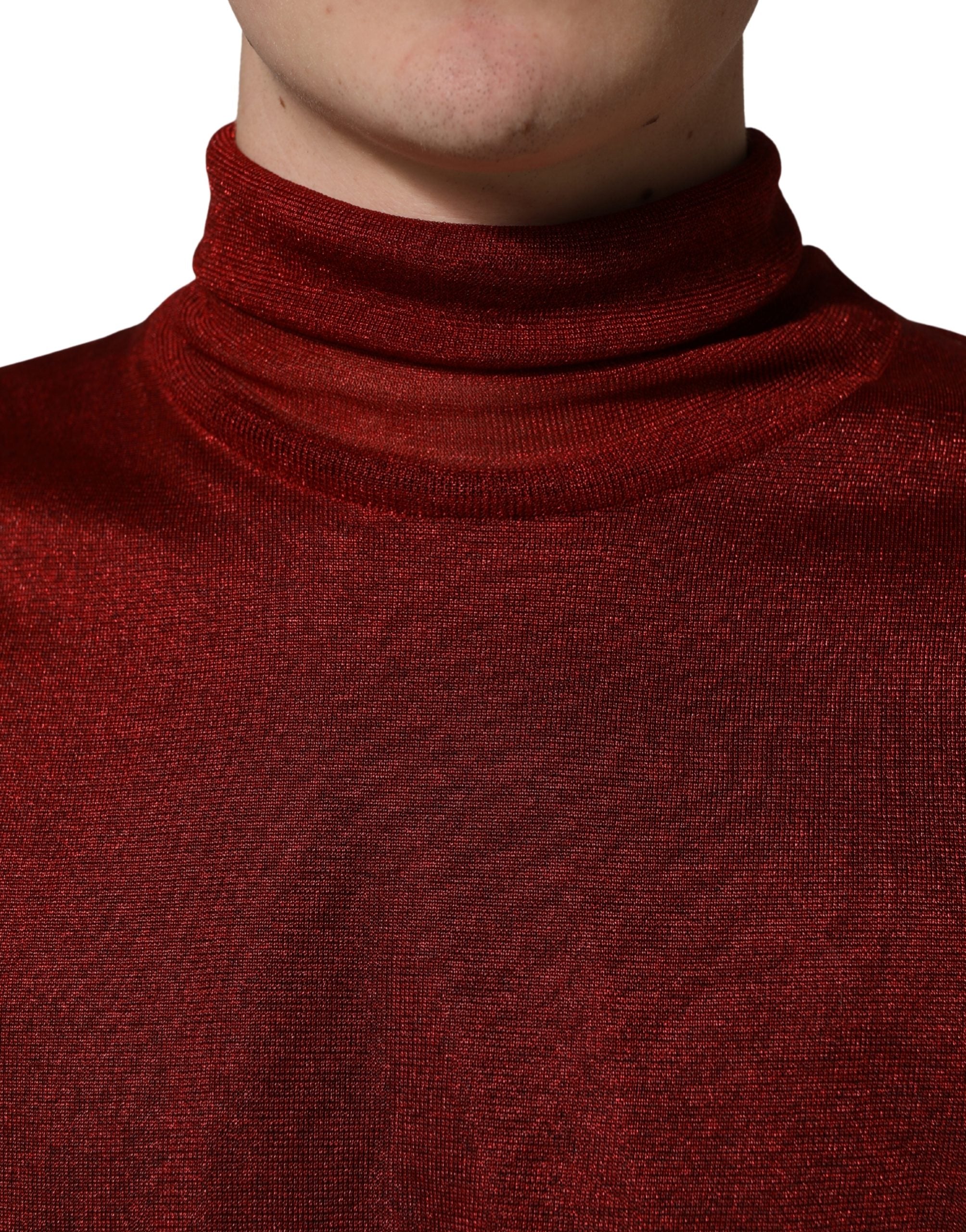Dolce & Gabbana Red Long Sleeve TurtleNeck Pullover Sweater
