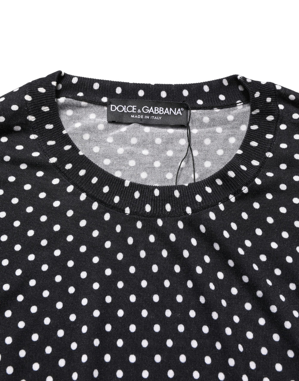Dolce & Gabbana Black Polka Dot Crew Neck Pullover Sweater