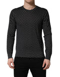 Dolce & Gabbana Black Polka Dot Crew Neck Pullover Sweater