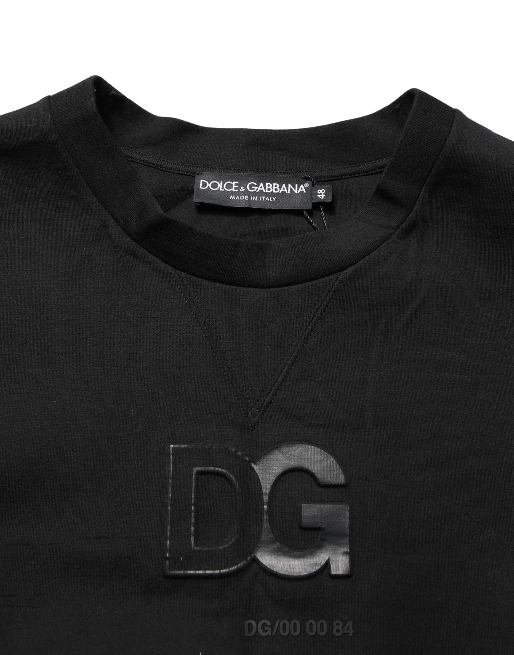 Dolce & Gabbana Black Cotton DG Men CrewNeck Pullover Sweater