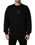 Dolce & Gabbana Black Cotton DG Men CrewNeck Pullover Sweater