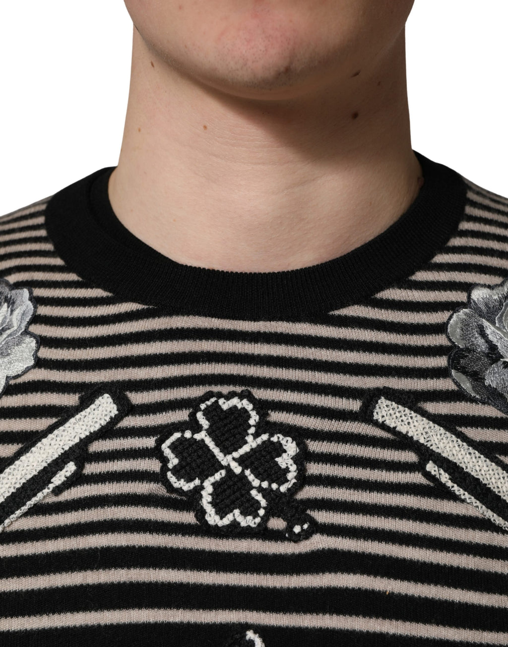 Dolce & Gabbana Multicolor Cashmere Striped CrewNeck Sweater
