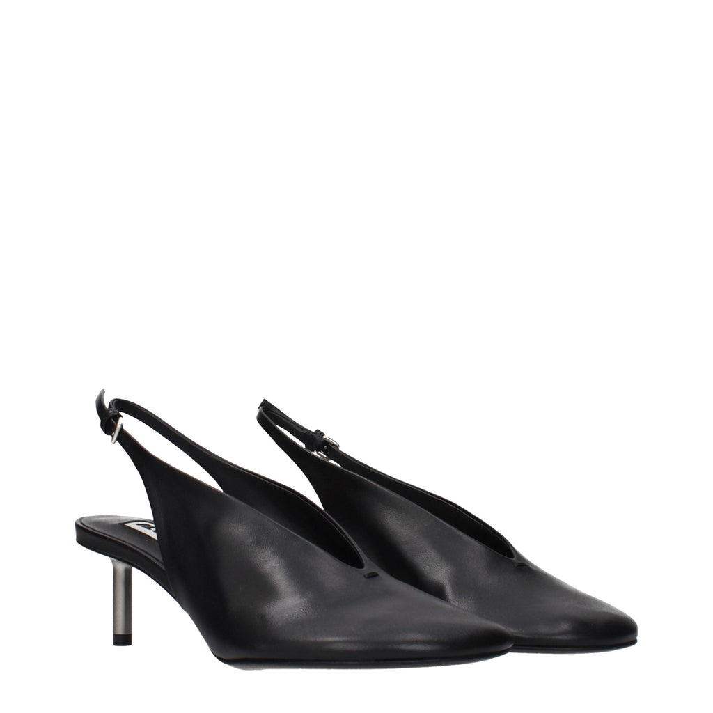 Jil Sander Black Leather High Heel Pumps