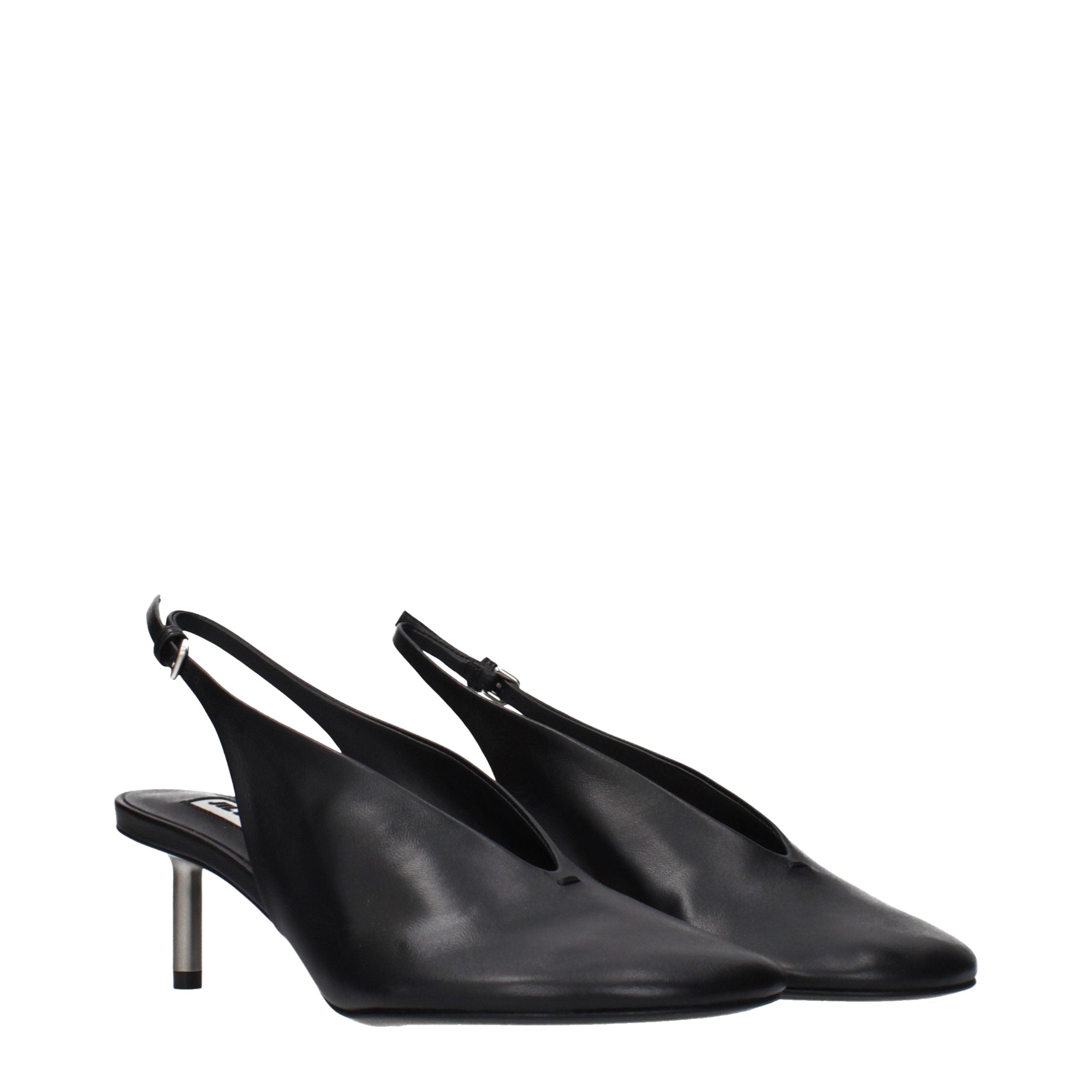 Jil Sander Black Leather High Heel Pumps