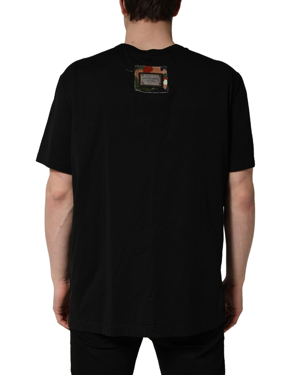 Dolce & Gabbana Black Camouflage Graphic Cotton Crewneck T-shirt