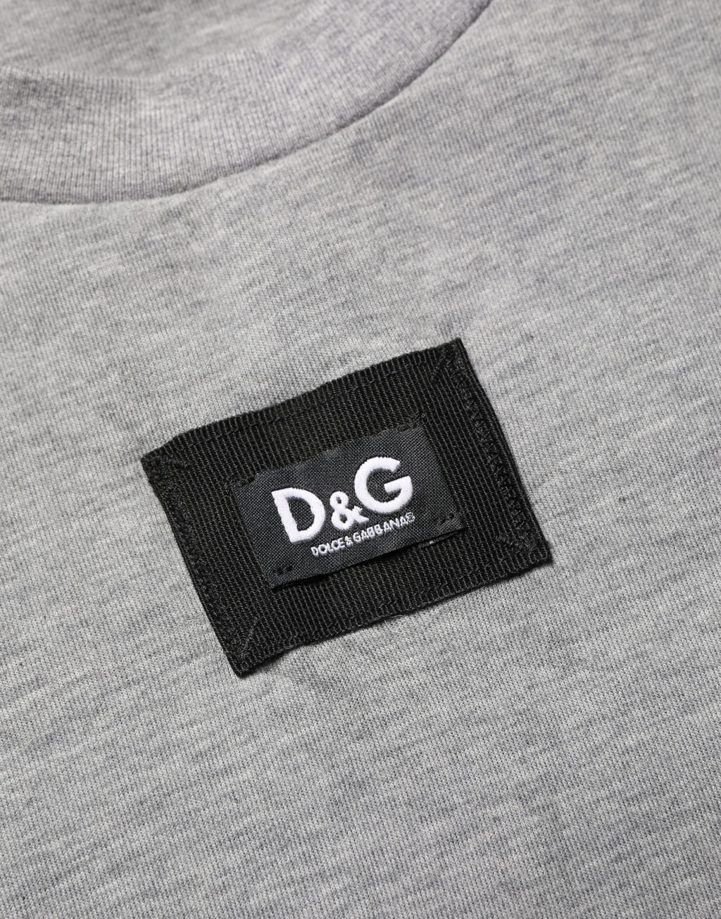 Dolce & Gabbana Gray Cotton Logo Appliqué CrewNeck T-shirt