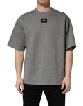 Dolce & Gabbana Gray Cotton Logo Appliqué CrewNeck T-shirt