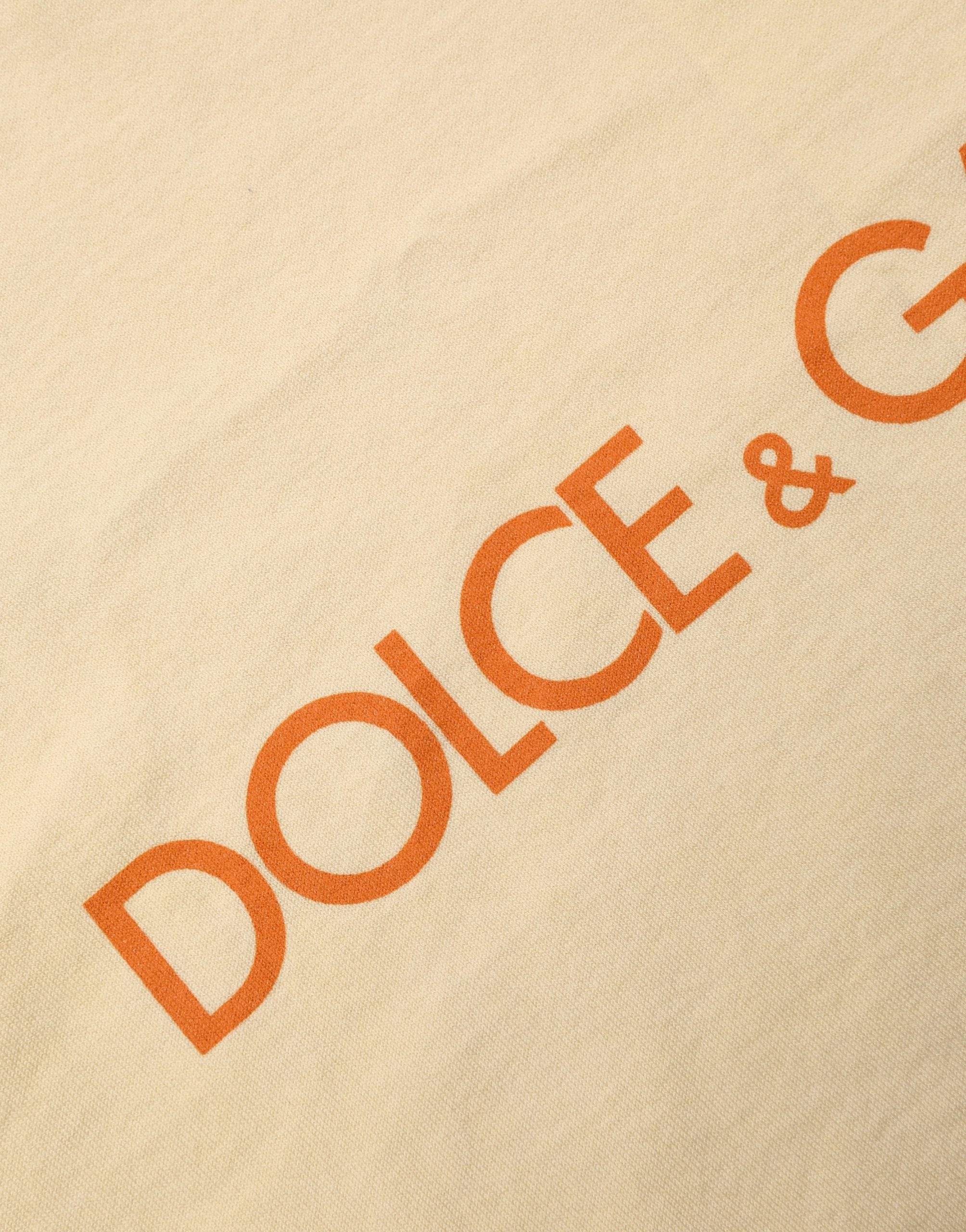 Dolce & Gabbana Yellow Logo Print Cotton Crew Neck T-shirt