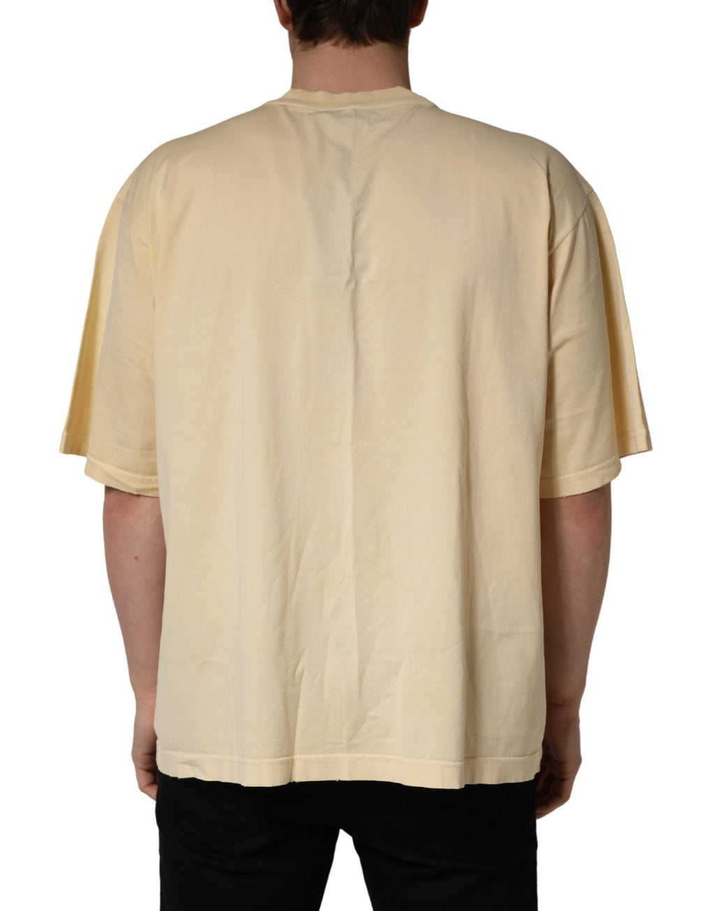 Dolce & Gabbana Yellow Logo Print Cotton Crew Neck T-shirt