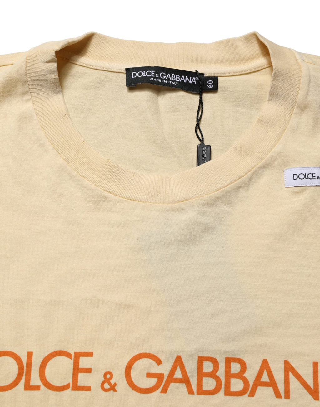 Dolce & Gabbana Yellow Logo Print Cotton Crew Neck T-shirt