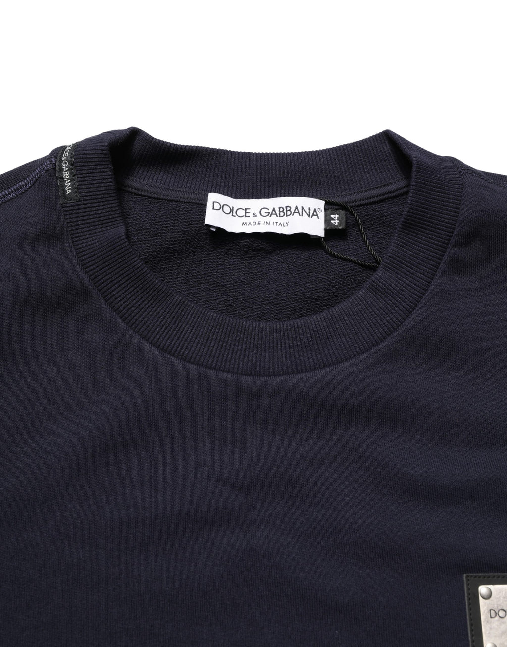 Dolce & Gabbana Black Logo Plaque Jersey Sweatshirt Cotton Sweater
