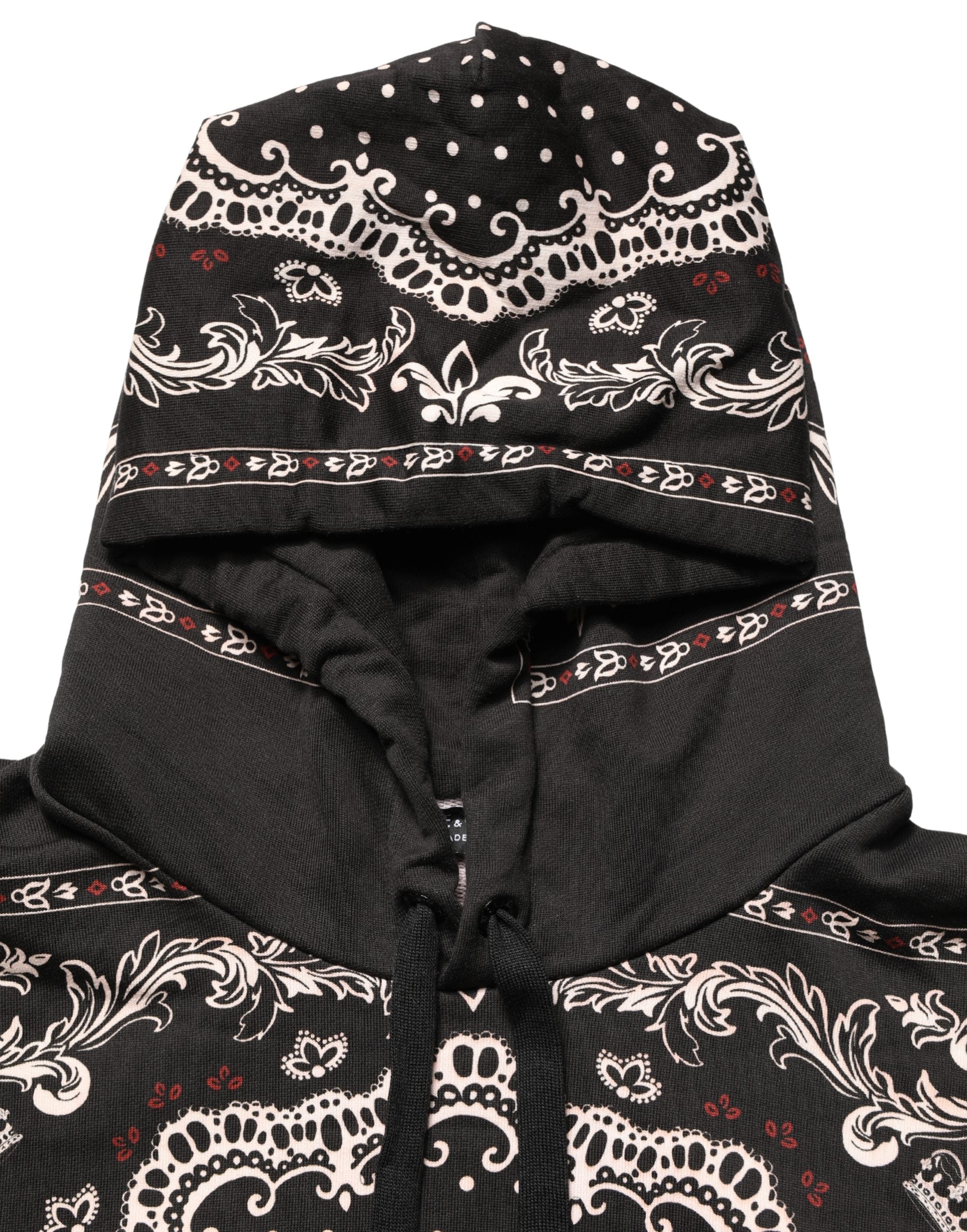 Dolce & Gabbana Black Bandana Print Cotton Men Hoodie Sweater