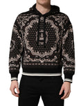 Dolce & Gabbana Black Bandana Print Cotton Men Hoodie Sweater