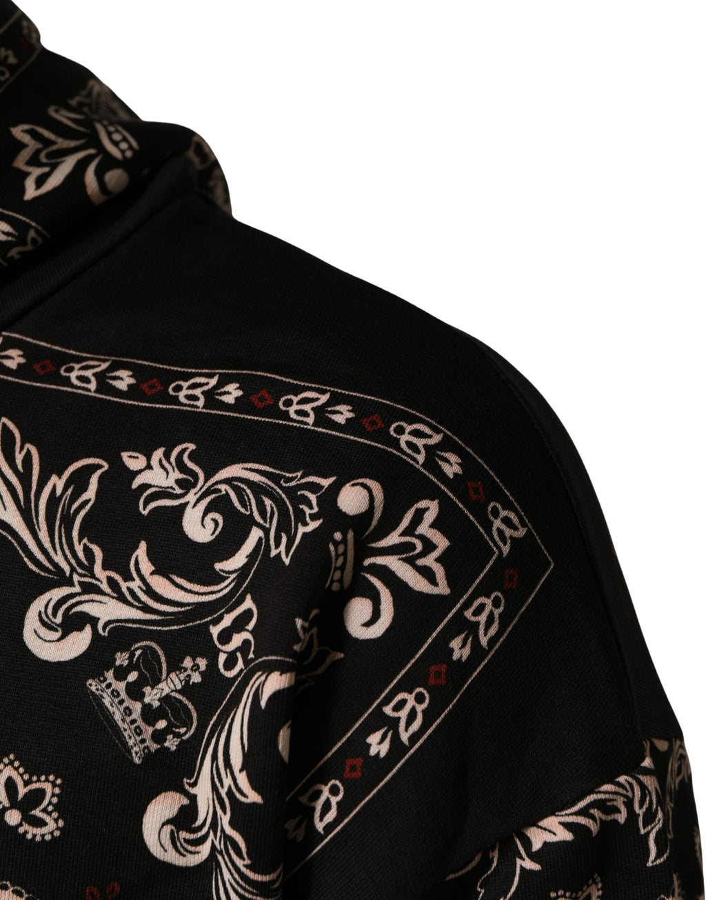 Dolce & Gabbana Black Bandana Print Cotton Men Hoodie Sweater