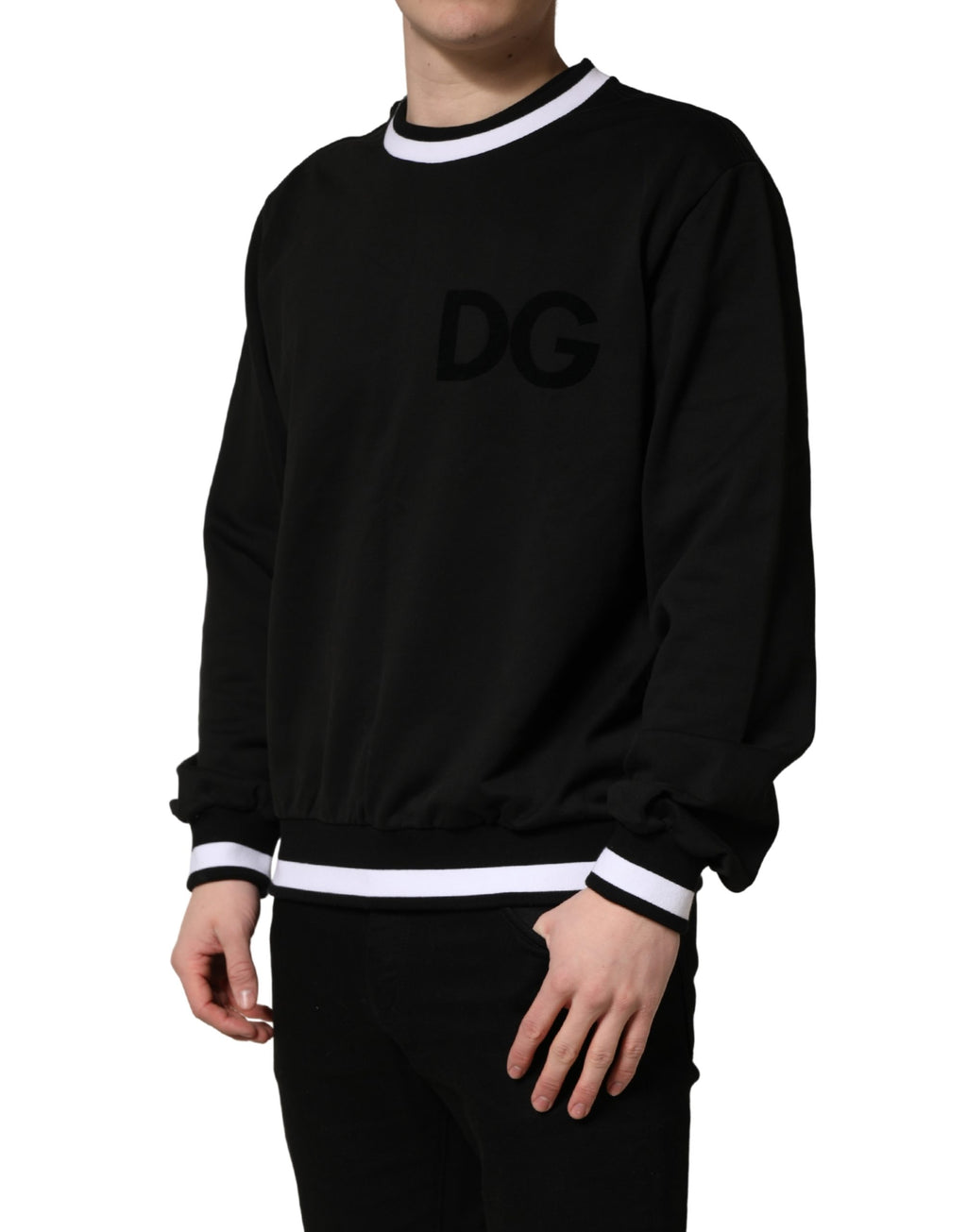 Dolce & Gabbana Black DGLogo Print Cotton Sweatshirt Sweater