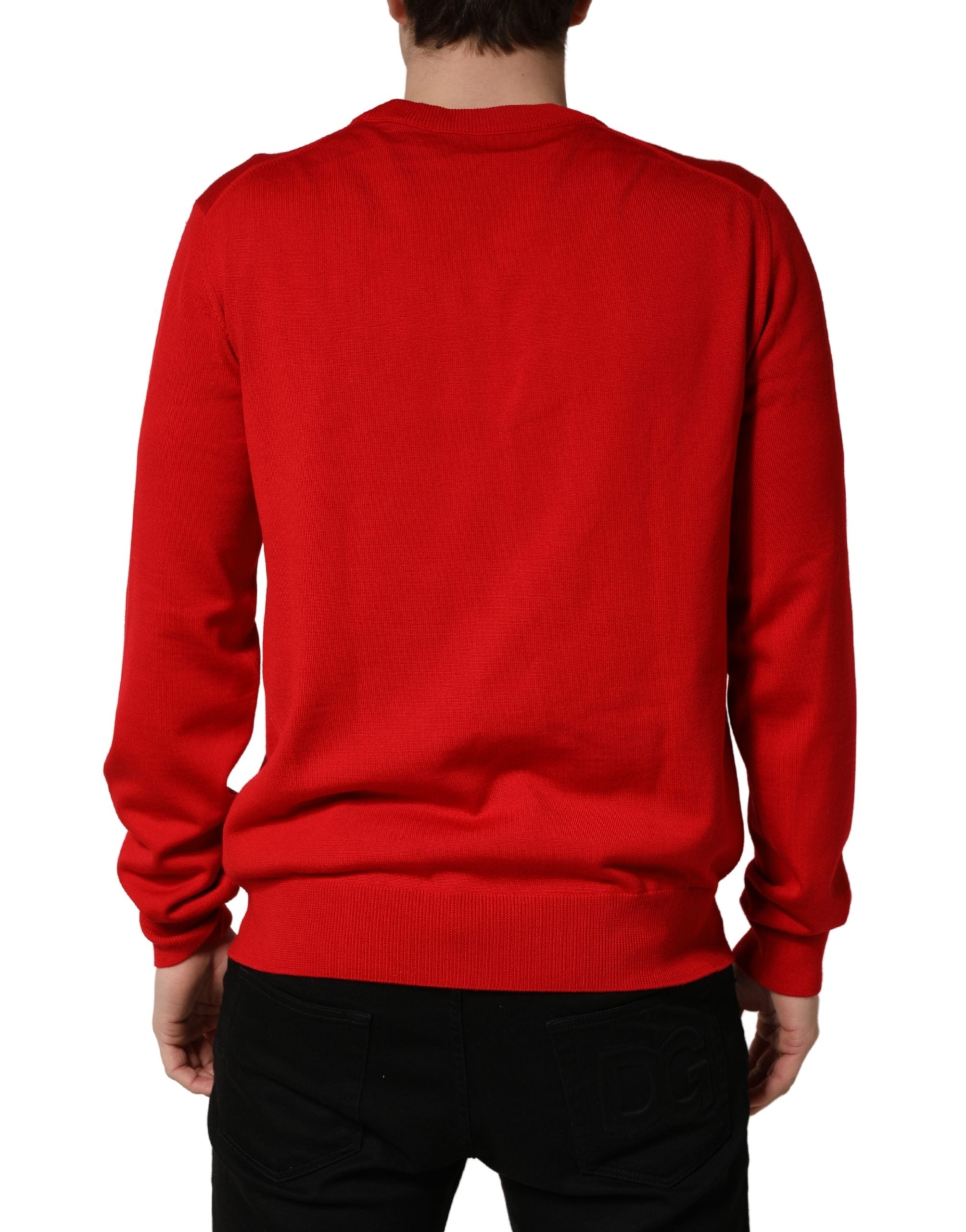 Dolce & Gabbana Red Eye Print Crew Neck Pullover Sweater