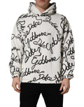 Dolce & Gabbana White Script Logo Print Cotton Sweatshirt Sweater