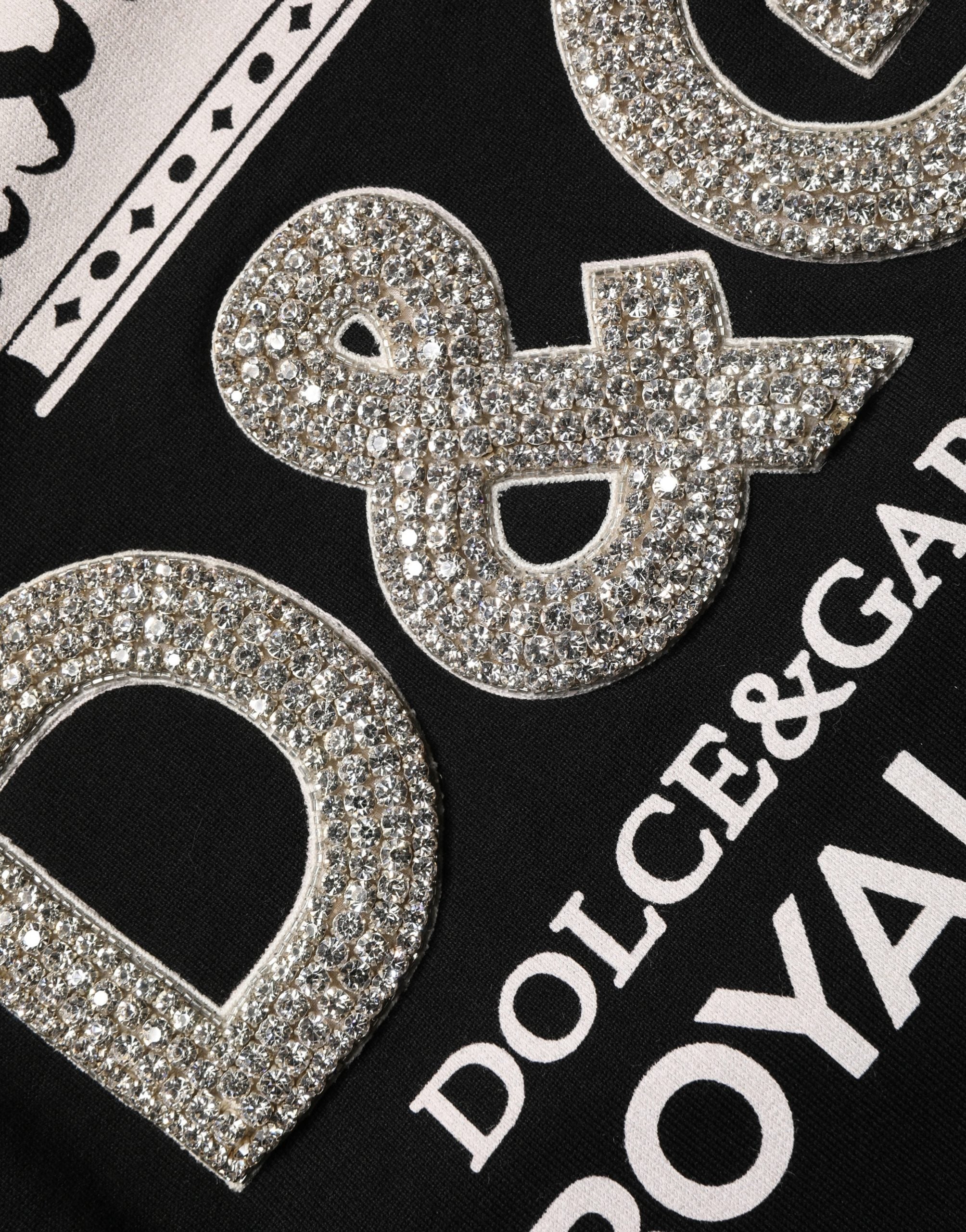 Dolce & Gabbana Black Embellished Cotton Sweatshirt Sweater