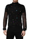 Dolce & Gabbana Black Crystal Embellished TurtleNeck Sweater