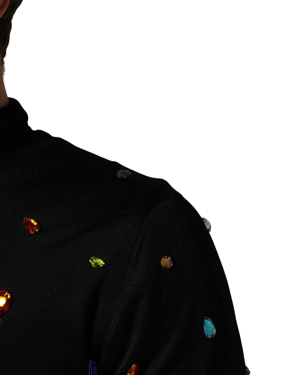 Dolce & Gabbana Black Crystal Embellished TurtleNeck Sweater