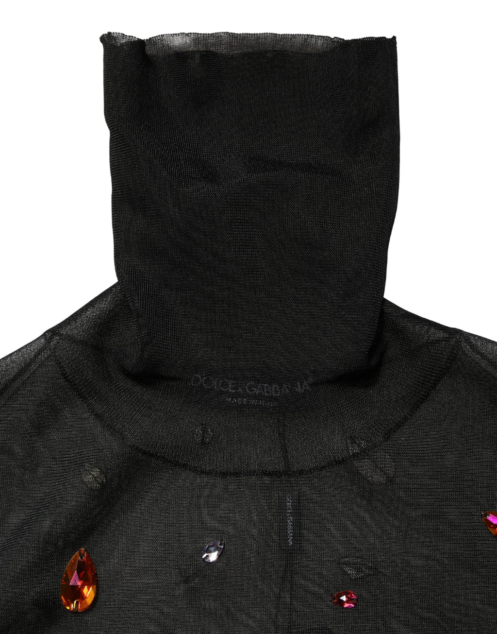 Dolce & Gabbana Black Crystal Embellished TurtleNeck Sweater