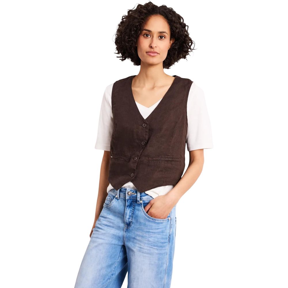 Street One Brown Linen Waistcoat