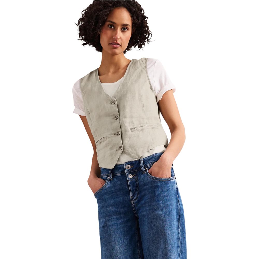 Street One Beige Linen Waistcoat