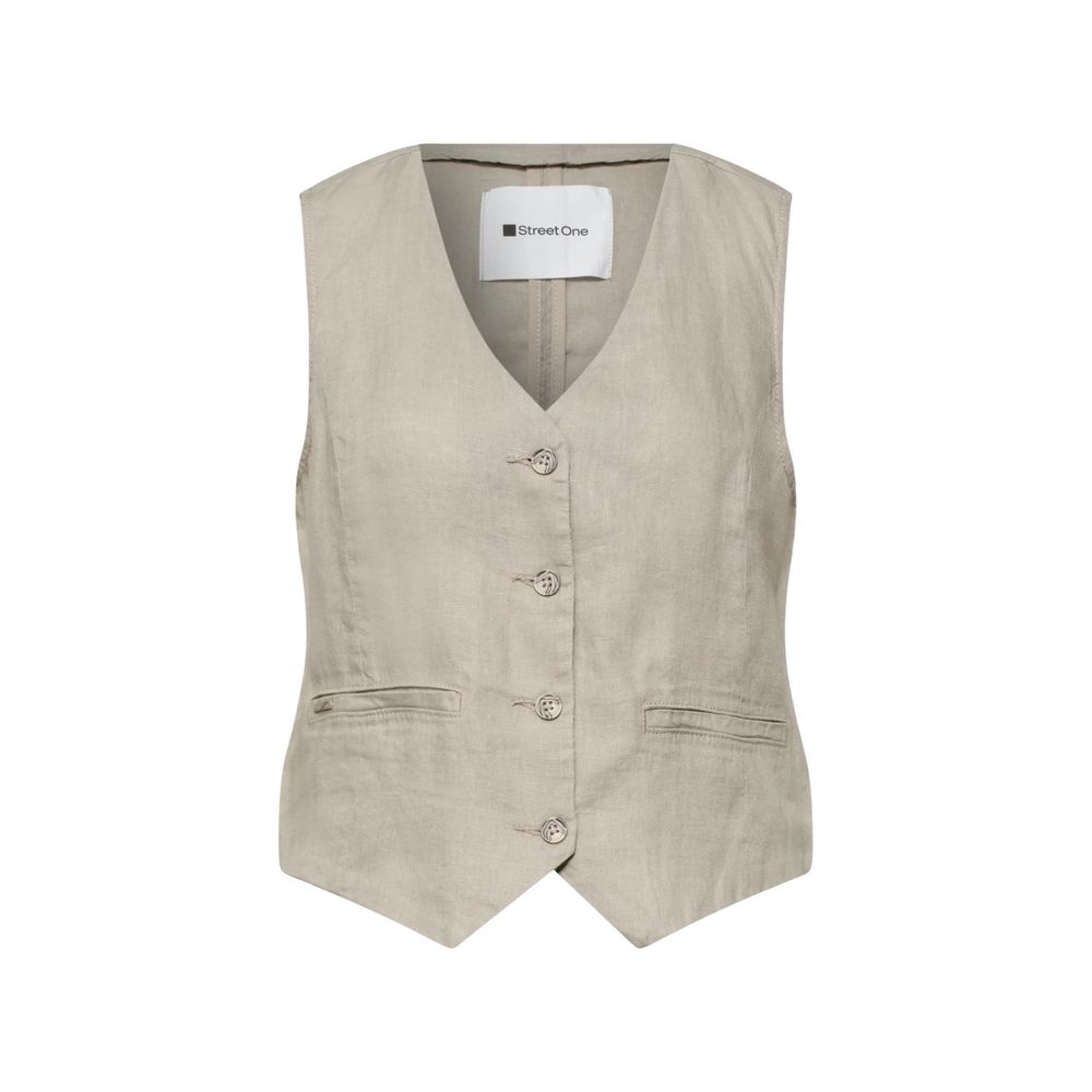 Street One Beige Linen Waistcoat