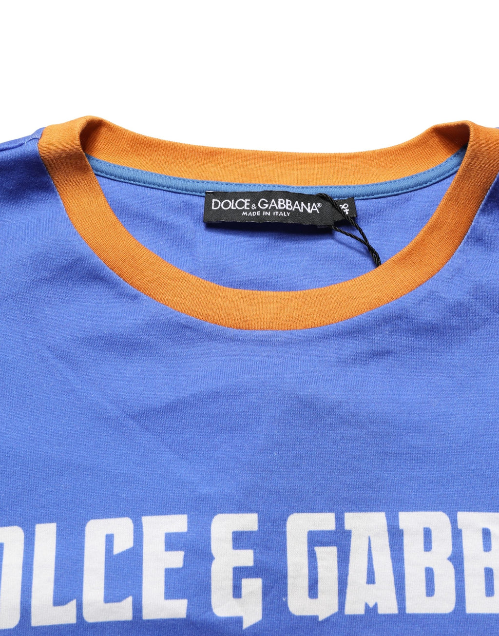 Dolce & Gabbana Blue Pasta Graphic Print Cotton Men Crewneck T-shirt
