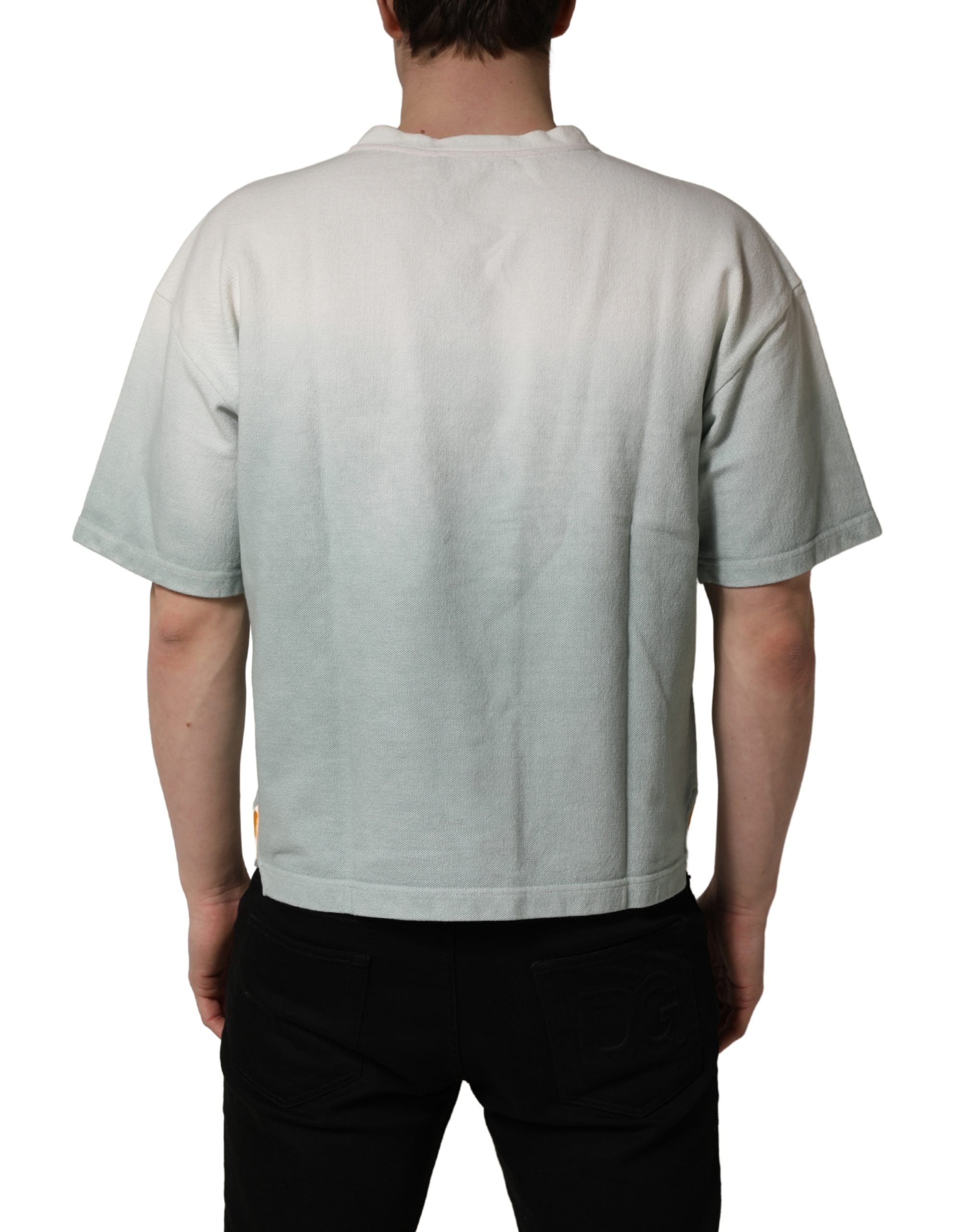 Dolce & Gabbana Green Tie-Dye Graphic Print Cotton Crewneck  T-shirt
