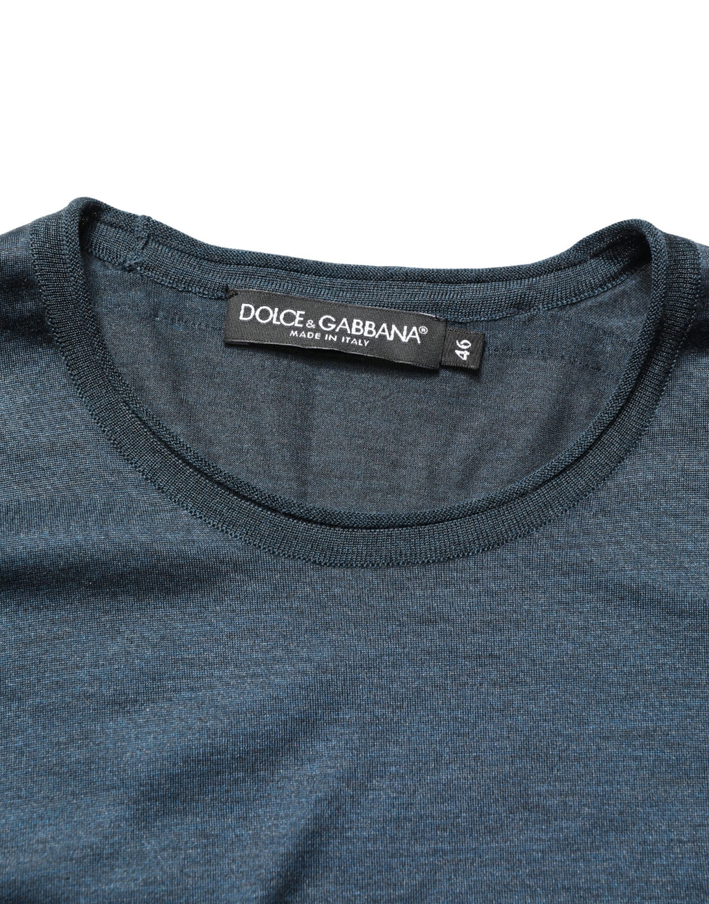 Dolce & Gabbana Dark Blue Silk Crew Neck Short Sleeve T-shirt