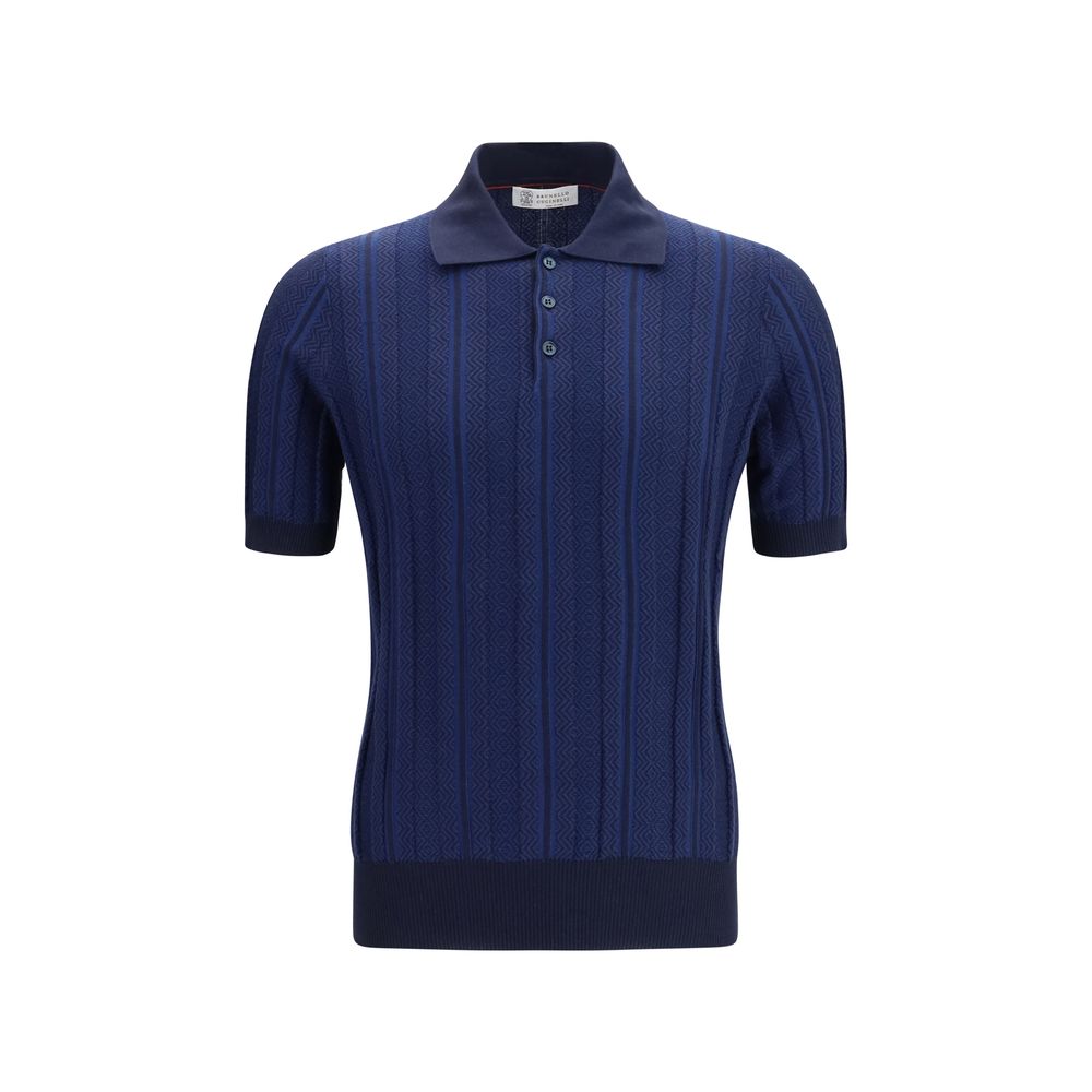 Brunello Cucinelli Blue Cotton Polo Shirt