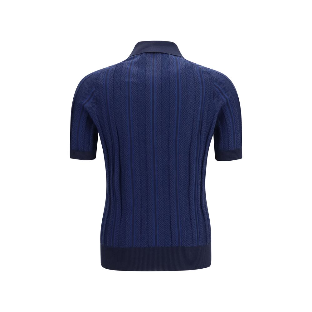 Brunello Cucinelli Blue Cotton Polo Shirt