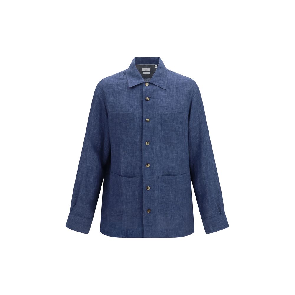 Brunello Cucinelli Blue Linen Blouse